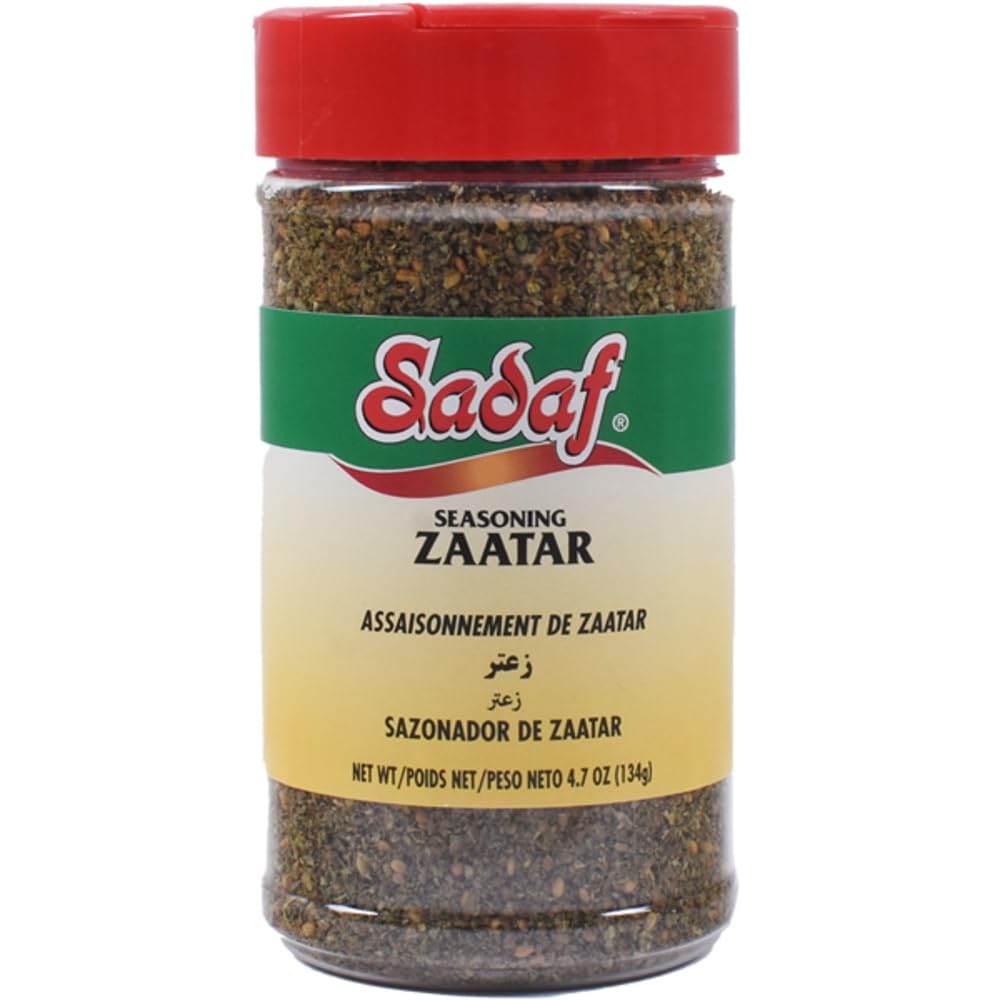 Sadaf Zaatar Seasoning - Green Zaatar Spice for Cooking and Food Seasoning - Spices & Seasonings - Middle Eastern Cuisine - Halal - 4.7 oz PET Bottle