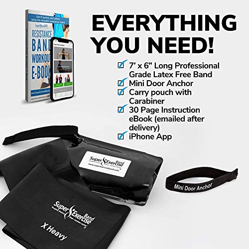 Exercise Bands With Carry Pouch And Door Anchor For Resistance Bands, Latex-Free Stretch Bands, Includes Home Workout App And Ebook, Gray, Xx Heavy - Super Exercise Band #TOP1