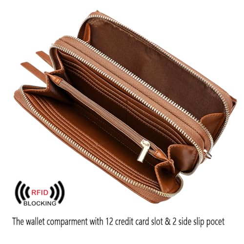 Image of Lanyani RFID Crossbody Wallet Wristlet Purse with Phone Pocket For Women Vegan Leather