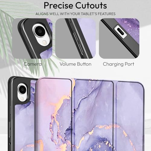 Image of Robustrion Cover Case for Samsung Galaxy Tab S11 11 inch Cover with [S-Pen Holder], Flip Cover Case for Samsung S11 Tablet 11 inch [Auto Sleep Wake] - Marble Lilac