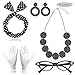 Produktbild Meilo 50er Jahre Kostüm Accessoires, Damen 1950s Zubehör Set Inklusive Haarband Polka Dots Bandana Ohrringe Katzenaugen Sonnenbrille Halsketten
