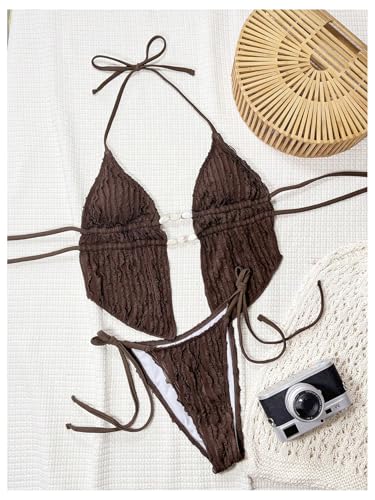 Image of RoseSeek Women's 2 Piece Boho Polka Dots Beaded Bikini Sets Sexy Swimsuits