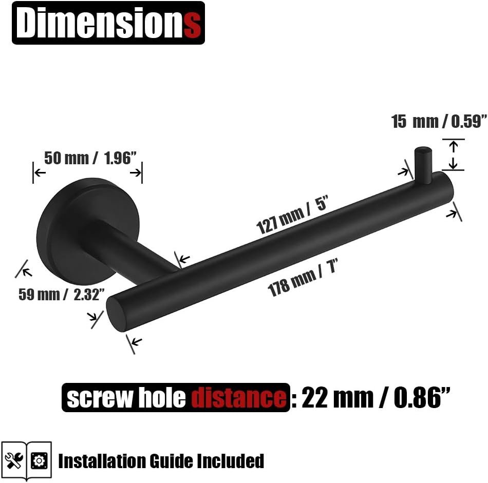 Matte Black Stainless Steel Wall Mounted Toilet Paper Holder Set