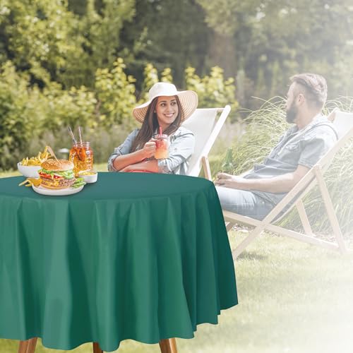 Image of Party Dimensions Green Disposable Plastic Tablecloth for Round Tables (36 Pack) Table Cloths for Parties, Events & Weddings, Indoors & Outdoors, 84 inches, Plastic Table Cover