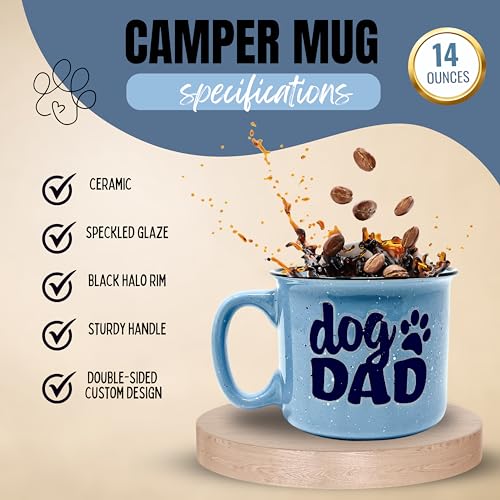 Taza de café cerámica azul 14 oz para amantes de perros miniatura 3