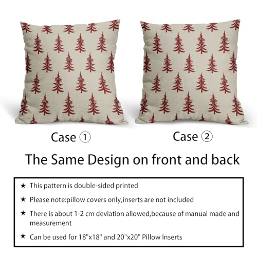 Aytipun Red Christmas Tree Pillow Covers 16x16 Set of 2 Xmas Rustic Style Winter Print Decorative Outdoor Pillowcases Farmhouse Vintage Holiday Decorations Throw Cushion Case Decor for Couch Sofa Bed by Aytipun - Image 6
