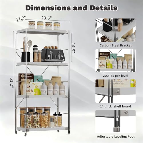 Image of 4-Tier Industrial Bookshelf, Wood and Metal Shelf Unit, Storage Bookcase