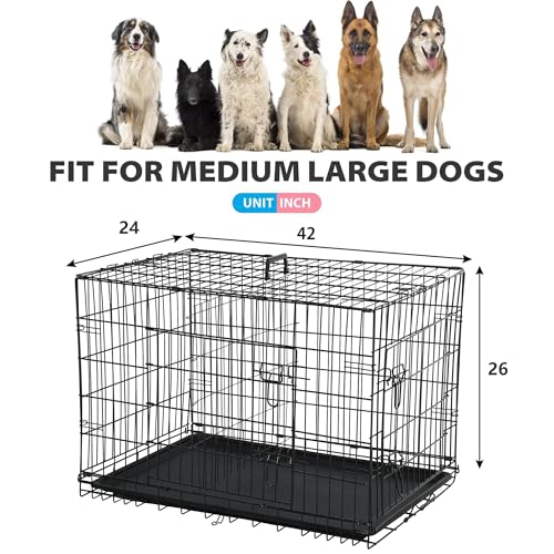 Image of BestPet | Dog Crate | 42 inch | Black | Foldable Metal Kennel with Single Doors