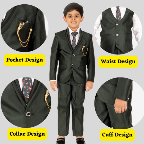Image of Pro-Ethic Style Developer Boy's 5 Piece Suit Set | Coat, Pant, Tie & Shirt | Cotton Checked Pattern