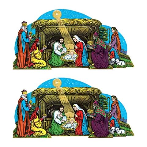 Beistle 22176 Vintage-Weihnachtskrippe, Tischdekoration mit selbstschließender Staffelei, 2-teilig Cover