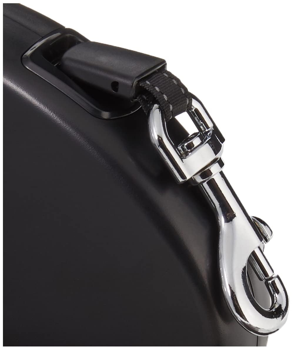 Amazon Basics Correa retráctil para perro, longitud extensible de 5 m, mediana (para perros de hasta 50 kg, color negro)