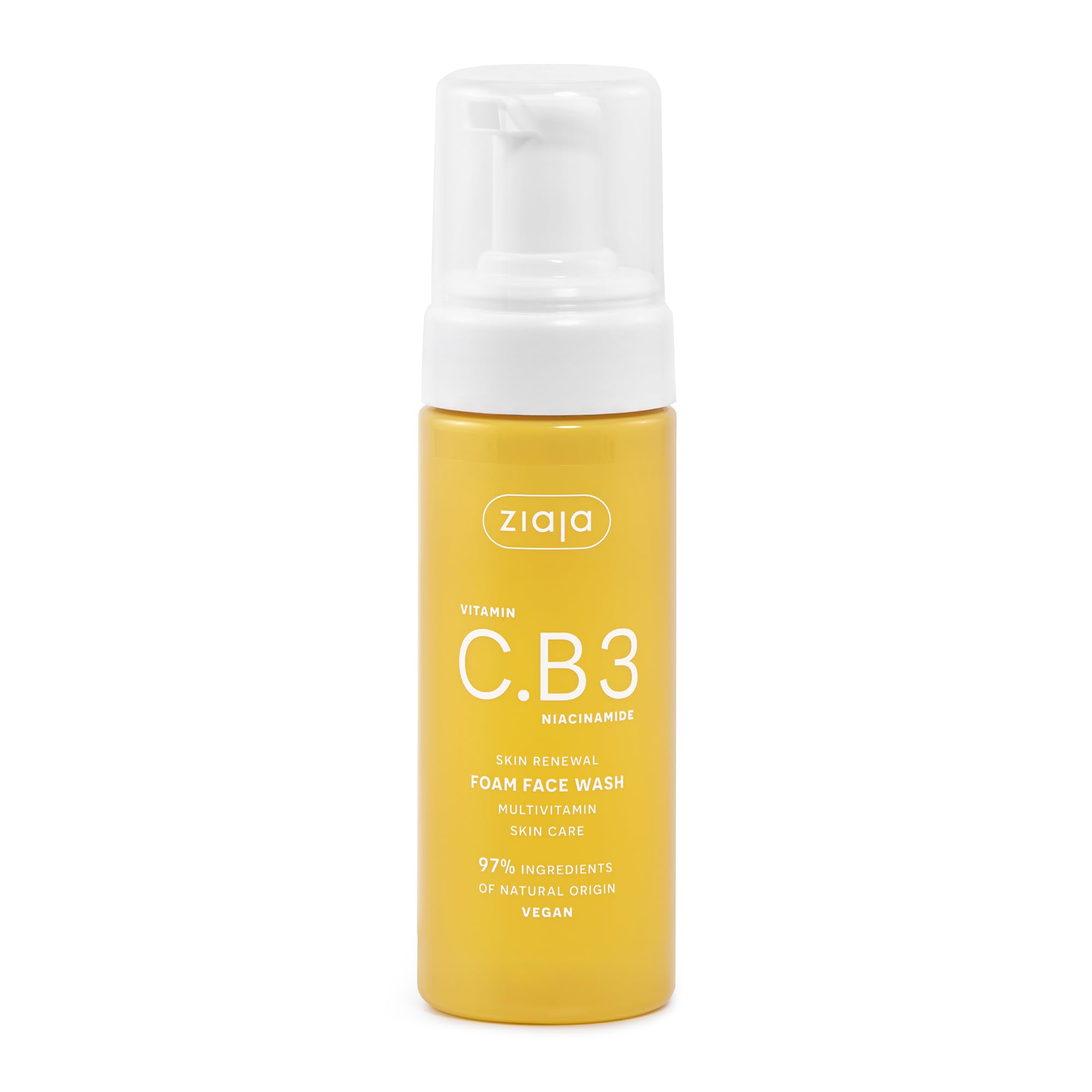 Schiuma detergente viso vitamina C.B3 NIACINAMIDE | Pulizia profonda senza seccare, 97% ingredienti naturali, effetto glow, adatta per pelli sensibili di ZIAJA