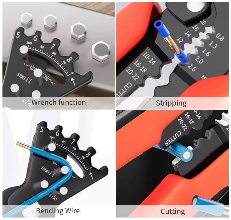 Image of REWOP Multi-function Plier Tools Made of Stainless Steel with 11 Screwdriver bits with Safety Hook, Bottle Opener, Multifunction Pliers for Outdoor Backpacking & Gifting. (Crown Head)