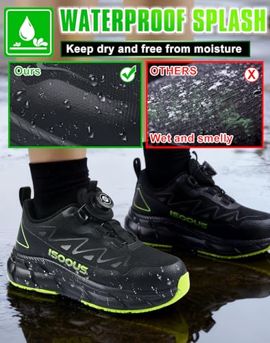 Image of ISOOUS Steel Toe Shoes for Men Women Non Slip Composite Work Sneakers Waterproof Anti-Static Anti-Impact Indestructible Comfortable Safety Construction Shoes Steel Toe Shoes Esd Puncture Proof Ergonomic Design