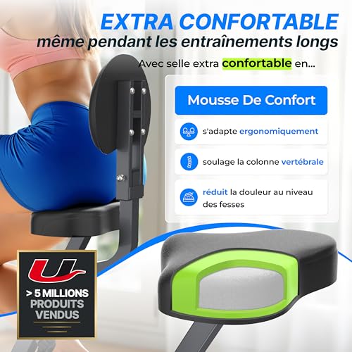 Ultrasport F-Bike 200B, vélo d'appartement, vélo fitness LCD ordinateur d'entraînement, poids maximal l'utilisateur 110 kg, Mesure de fréquence cardiaque, 8 niveaux résistance, Pliable, Noir/Argent – vue 2