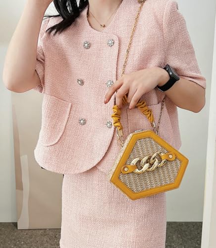 Chain Woven Crossbody Bag Versatile Box Handbag PU Top Handle Chain Strap Mini Satchel Women 2024 Trendy Shoulder4