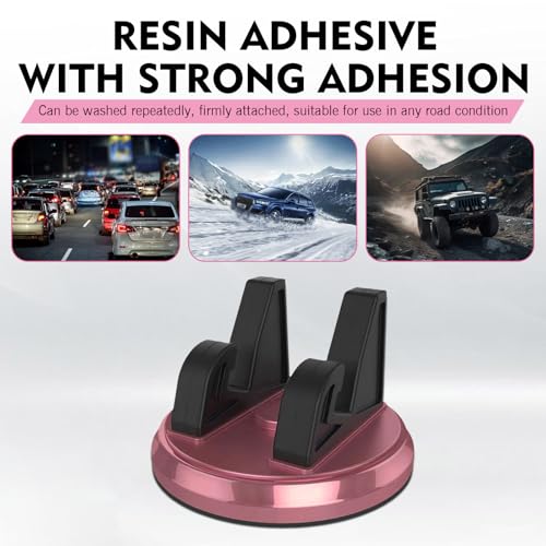 Image of 360 Rotatable Car Phone Holder for Dashboard, Silicone Non-Slip & Stable Grip Phone Mount with Data Cable Management, Universal for Most Smartphones in Car & Home (Pink)