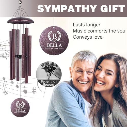 Image of ASTARIN 36 inch Large Deep Tone Personalized Sympathy Wind Chimes, Memorial Wind Chime for Loss of Mother Father Loved One, Bereavement Gifts Decor Outdoor Patio Garden Graveyard(Produced in Texas)