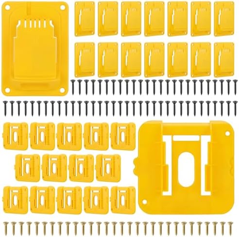 ANIRUDH 30 Pack Power Tool & Battery Holder for Dewalt | Heavy Duty Mounts, Compact Storage Solution for Garage, Workshop & Utility Rooms (15 Tool + 15 Battery Docks) (30, Yellow)