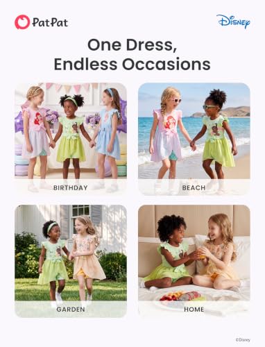 Image of Disney Princess Frozen Elsa Minnie Mouse Stitch Toddler Girl Romper With Skirt Overlay Summer Jumpsuit with Bow 2-6 Years