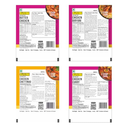 Image of Mothers Recipe Non Veg Combo of 8 (Butter Chicken-2, Chicken Biryani-2, Chicken Chettinad-2, Chicken Curry-2) Ready to Cook