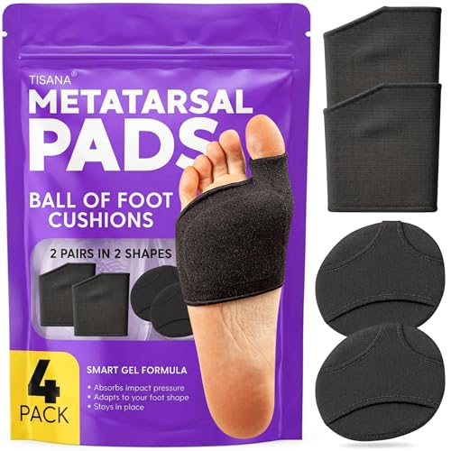 Metatarsal Pads for Women & Men – Gel Ball of Foot Cushions – Bunion & Callus Cushions for Shoes – Toe Sleeves & Foot Brace with Metatarsalgia Insoles, Reusable Forefoot Support (Women US: 6.5–9.5)