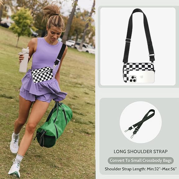 Wristlet Wallets for Women- Nylon Checkered Wristlet with 4 Zippers, Crossbody RFID Wrist Purse Carry All Wallets3