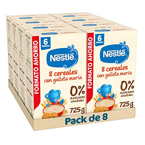 Nestle Papilla 8 Cereales con Galleta, 8 Paquetes de 725g (Total 5,8Kg)