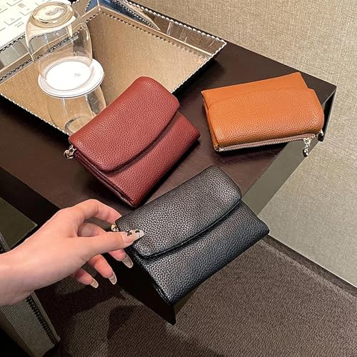 Pebble Leather Wallet, Coin Purse Wallet with Card & Coin Holder, Compact Small Bifold for Women(Black)3