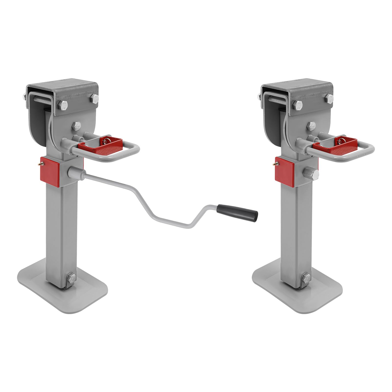2 PCS Hebebock, Handkurbel-Hebebock, Starklast-Hebebock Anhänger Stützfuß 2er Set, Kohlenstoffstahl, Grau, Manuell, Höhenverstellbar 42-56cm, Tragfähigkeit 1000-2000kg, mit 90° Drehbarer Halterung