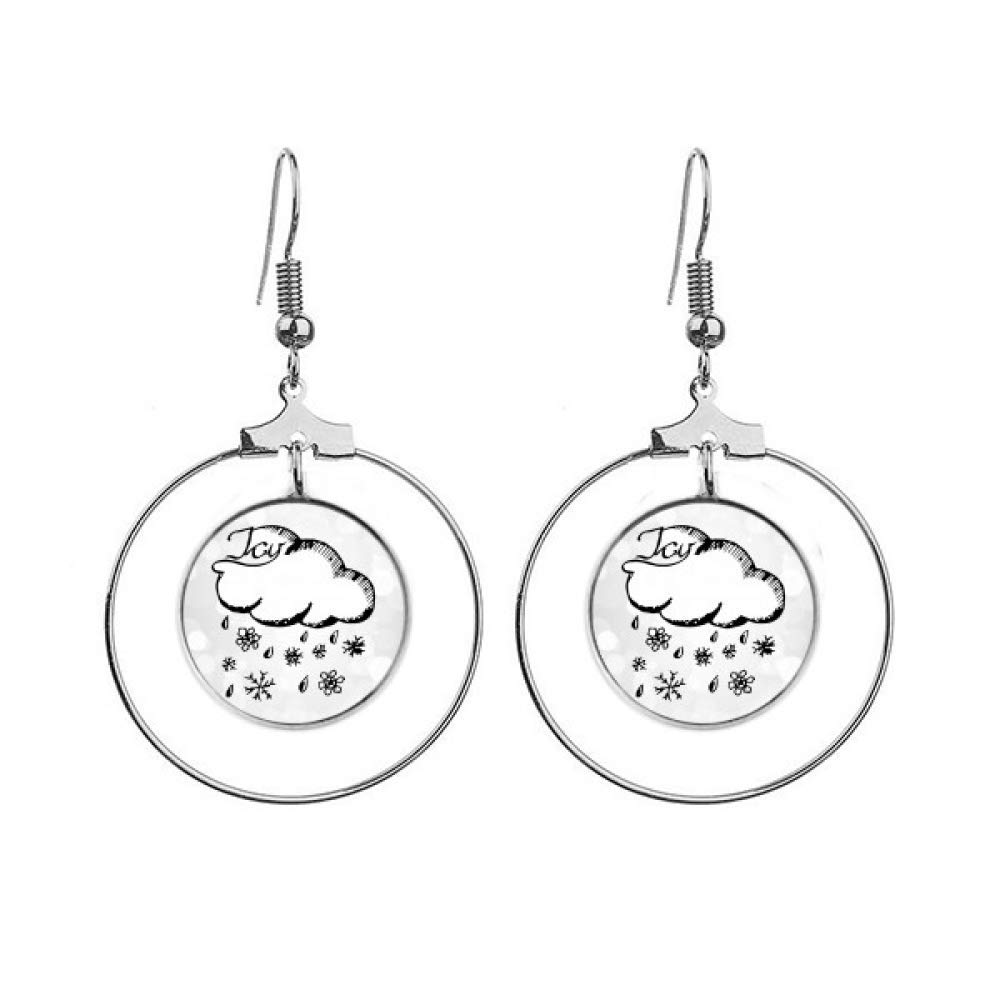 Boucles d'oreilles pendantes flocon de neige peint main en métal argenté
