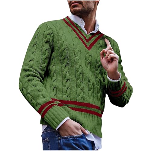 Muscularfit Business Casual Sweaters for Men V Neck Ribbed Knit Long Sleeve Lightweight Knitted Sweaters Loose Fit Pullover