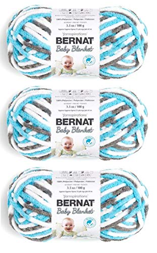 Bernat Baby Blanket Yarn, 3.5 Oz, Gauge 6 Super Bulky, Sail Away 3-Pack