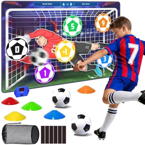 Electronic Scoring Soccer Game for Kids, Indoor Outdoor Soccer Training Toy | Interactive Football Target with Lights & Sounds, 2 Player Family Sports Activity Game, Gift for Boys Girls Ages 3-8