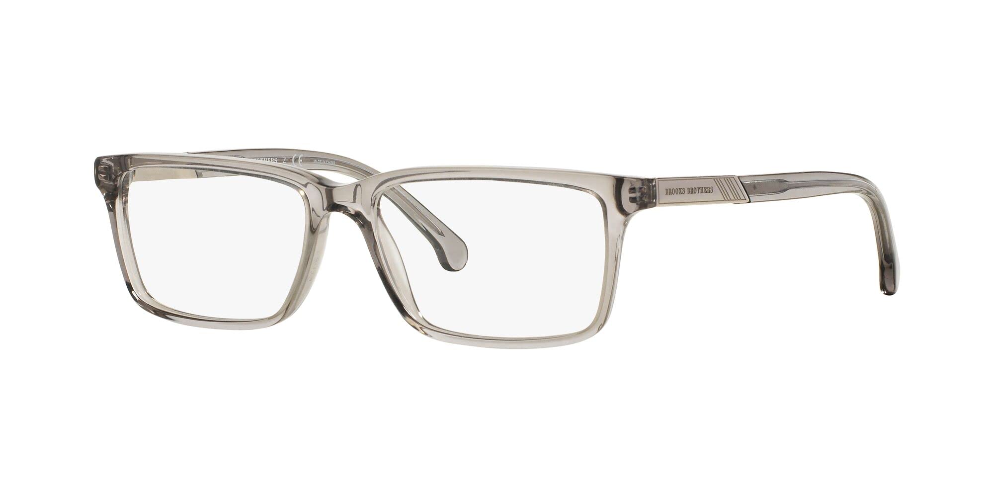 Brooks Brothers Men's BB2019 Rectangular Prescription Eyewear Frames, Transparent Grey/Demo Lens, 53 mm