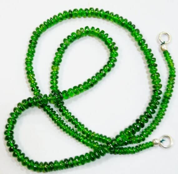 LKBEADS Naturalny klejnot kamień chromowany diopsyd gładkie koraliki kompletny naszyjnik 45 cm 3 do 4 mm