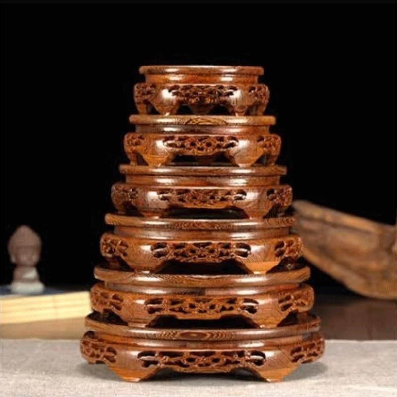 Bonsai Pedestal Vase Pedestal Stands Fish Tank Buddha Statue Base Round Vase Flower Pot Buddha Statue Base Base Solid Wood Support Planter Stand Plant Holder