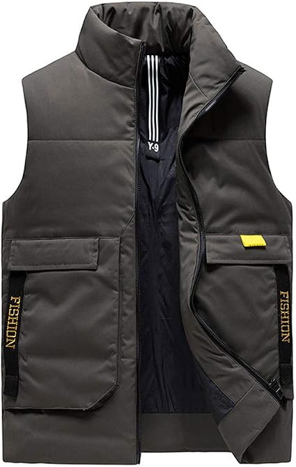 Gilet Hiver Exterieur Homme Doublée Polaire Veste Sans Manches Chaude Multi-poches Couleur Unie Gilet Hiver Exterieur Homme Doublée Polaire Veste Sans Manches Chaude Multi-poches Couleur Unie