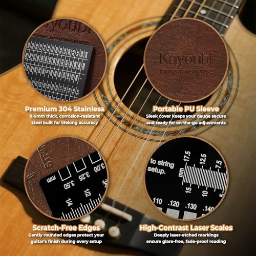 image for KAYOUBI Guitar Accessories Action Gauge – Matte Black Stainless Stee