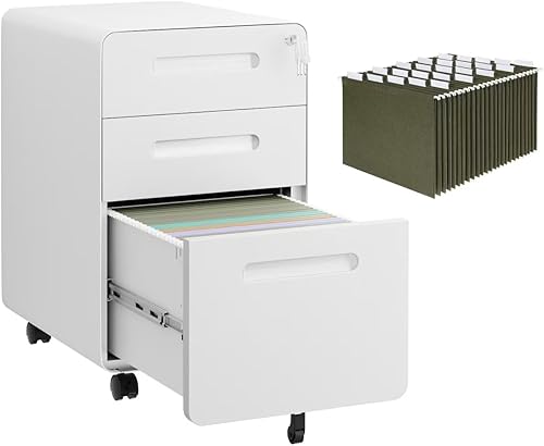 Miniatura 69 de Archivador de 2 cajones con cerradura y 4 llaves, archivador móvil de metal, archivadores para oficina en casa, debajo del escritorio, premontaje