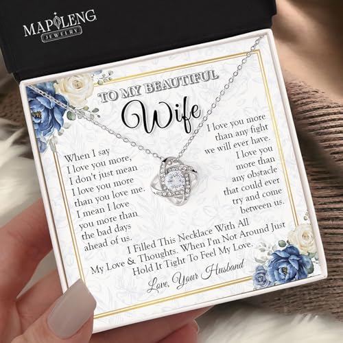 To My Wife Necklace From Husband, Love Knot Necklace For Wife From Husband, Wife Necklace For Her, Gifts For Wife From Husband, Anniversary Christmas Birthday Valentines Gife For Wife From Husband2