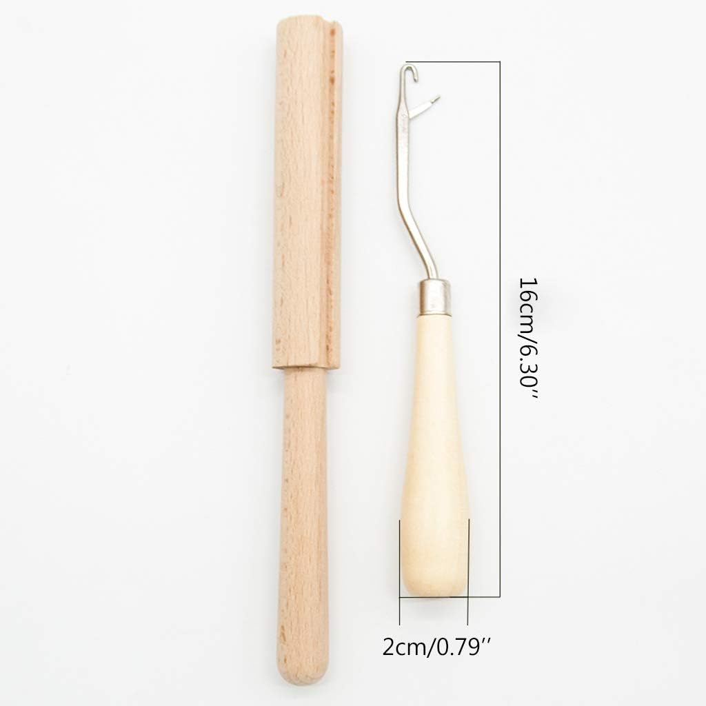 Laikoutd 2pcs / Set Wooden for Latch Hook Yarn Cutter Tool for Tapestry Carpet Rug Making Embroidery Decor Light Up Crochet Hooks Complete Set