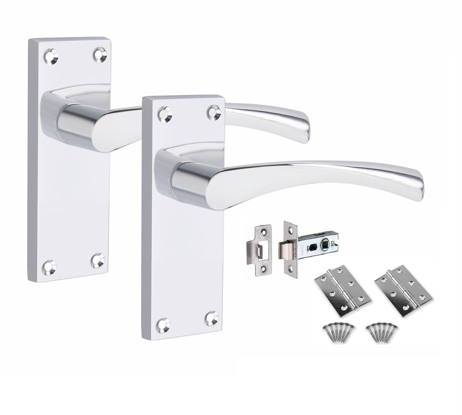 Golden Grace 1 Set Victorian Scroll Astrid Door Sets With 3" Hinges & Latch 120 X 40mm Polished Chrome from B&Q