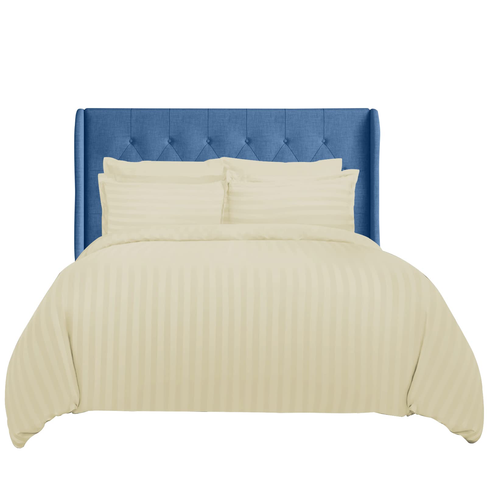 Sunshine Comforts Cream Super King Duvet Set - 3Pc Hypoallergenic Satin Stripes Microfiber Quilt Superking Duvets Bedding Set With Pillow Cases-Breathable & Anti Wrinkle Superking Duvet Cover Set (Cream)