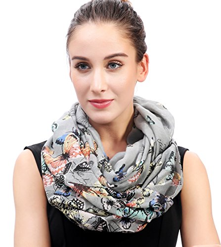 Lina & Lily écharpe tube snood à motif papillon (Gris)