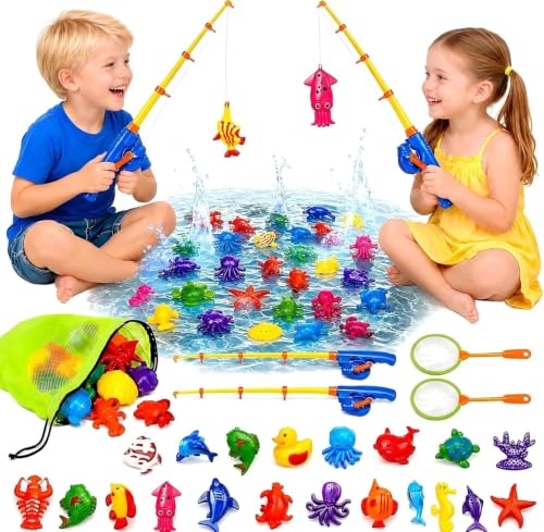 Angelspiel Badewanne mit 2 Angeln und 30 magnetischen Meerestieren