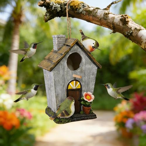 Maison pour oiseaux-mouches abri de nidification extérieur suspendu en bois - 3
