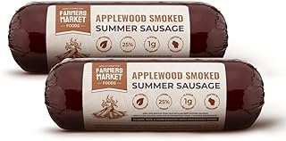 Farmers Market, Gluten Free, Keto, Paleo, Low Sodium, Zero Sugar, Summer Sausage Gift Set, 2-Pack, Applewood Smoked