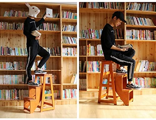 Taburete plegable de 3 niveles en madera portatil para cocina y biblioteca 5