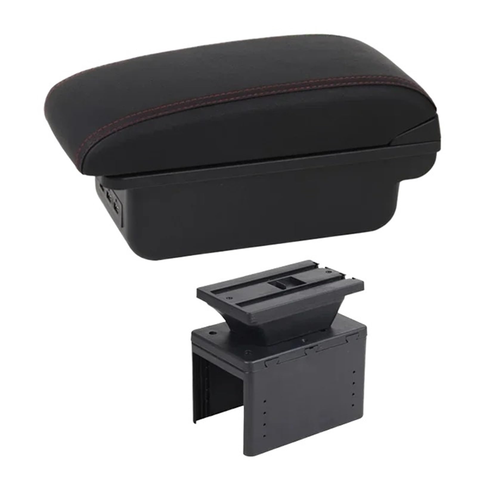 Ggwqoops Car Armrests For Citroen For C3 Armrest Center Storage Box Leather Arm Rest Console USB Led Armrest Box(C1 Red Line)